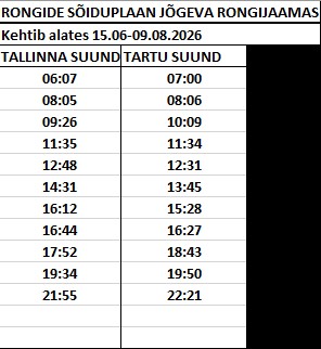 Alates 15. juunist läheb Elron üle lõunasuunal sõiduplaanile, millega väheneb Tallinn –Tartu – Tallinn reiside arv päevas 2 võrra. Lisaks on muudetud õhtuste vä